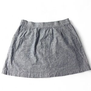 LOFT Factory Linen Blend A-Line Chambray Skirt Pockets L Length: 19.5”